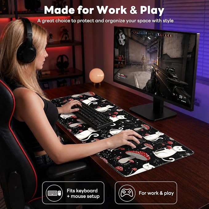 Desk Mat, Big Desk Pad, 31.5x11.8 Inches Extended Big Gaming Mouse Pad - Image 7