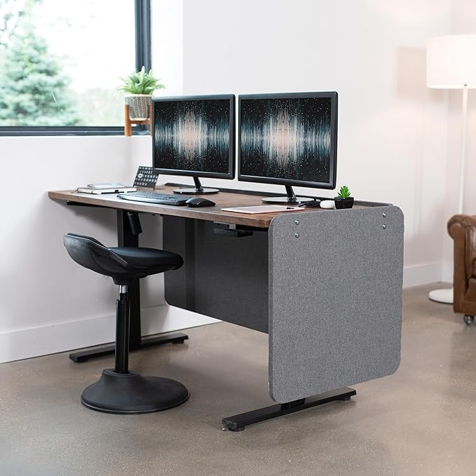 VIVO Clamp-on Privacy Panels 60 x 24 inch (x1), 24 x 24 inch (x2), Sound Absorbing Cubicle Desk Dividers, 3 Acoustic Partitions, Dark Gray, PP-3-V108D-DeskLoop Office