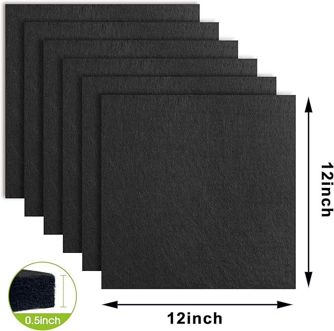 AKTOP Cork Board Bulletin Board 12x12, 1/2" Thick Felt Cork Board Tiles 6 Pack, Small Square Pin Board for Wall, Self Adhesive Corkboards with 60 Push Pin Wood Clips for School, Home & Office, Black-DeskLoop Office