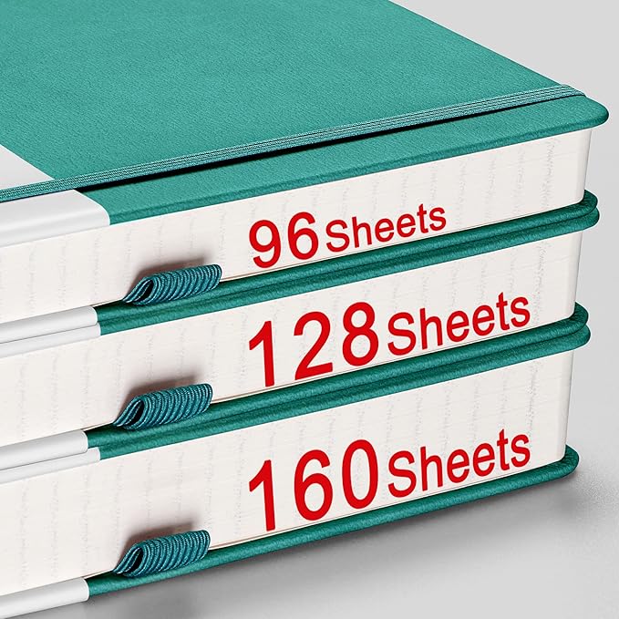 AHGXG Graph Paper Notebook - 320 Pages Grid Notebook Thick Journal A5, 100gsm Thick Graph Paper, Leather Hardcover, Inner Pocket,5.75'' × 8.38''- Cyan-DeskLoop Office