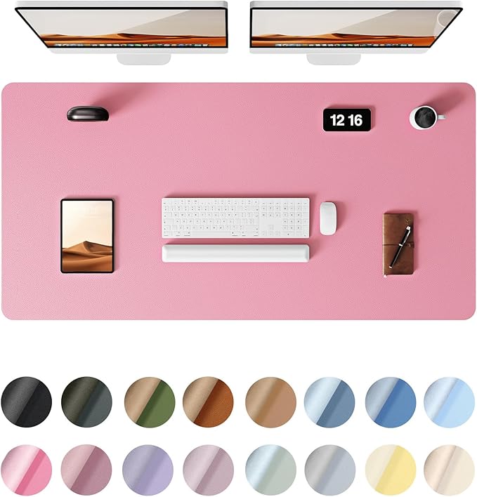 YSAGi Leather Desk Protector, Office Mat, Large Mouse Mat, Non-Slip PU Leather Blotter, Laptop Desk, Waterproof Writing Pad for Office and Home (Pink, 47.2" x 23.6")-DeskLoop Office