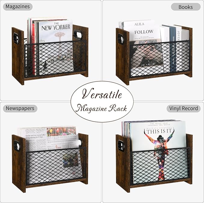 YINMIT Magazine Holder, Magazine Rack Floor, Magazine Storage Basket, File Holder Organizer, Folder Organizer for Magazines, Books, Newspapers, Tablets (Medium)-DeskLoop Office