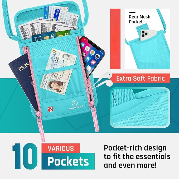 Neck Wallet, Travel Pouch For Passport Holder And Documents, Travel Neck Wallet - Image 6
