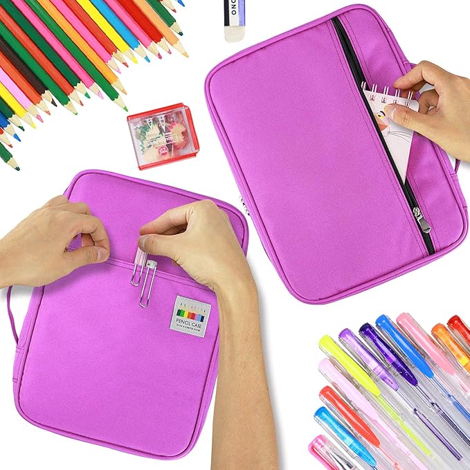 YOUSHARES 166 Slots Colored Pencil Case, 110 Slots Gel Pens fo Coloring Case Organizer, Handy Multilayer Color Pencil Holder for Glitter Gel Pens, Refills, Colored Pencils for Adults & Artist (Purple)-DeskLoop Office