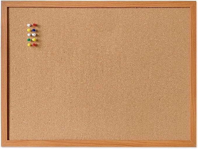 Cork Bulletin Board for Wall - 24” x 18” Bulletin Board Cork Board Wall Mounted Wood Frame Message Board pin Board for School,Office and Home-DeskLoop Office