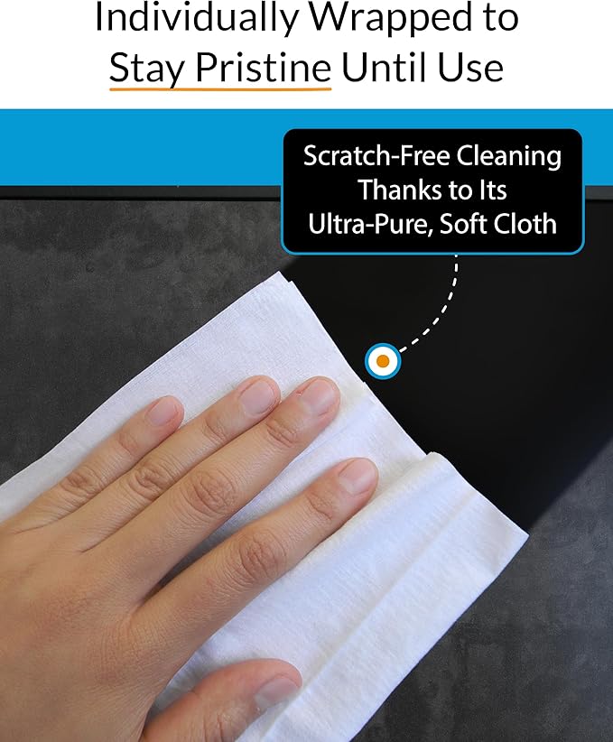 iCloth XL Screen Cleaning Wipes, Lint-Free and Streak-Free, Fast-Drying, Removes Dust, Fingerprints, and Smudges (60 XL Wipes)-DeskLoop Office