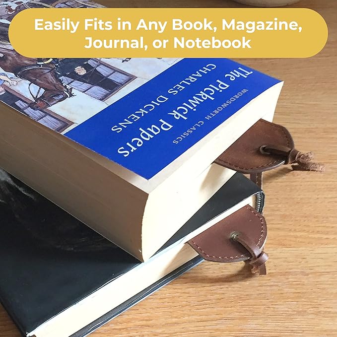 Leather Bookmarks for Men and Women | Quality Mens Bookmark with Jumping Horse | 2 Smooth Handmade Leather Book Markers for Men Women Book Lovers Readers (7x2) Leather Gift | Sovereign-Gear