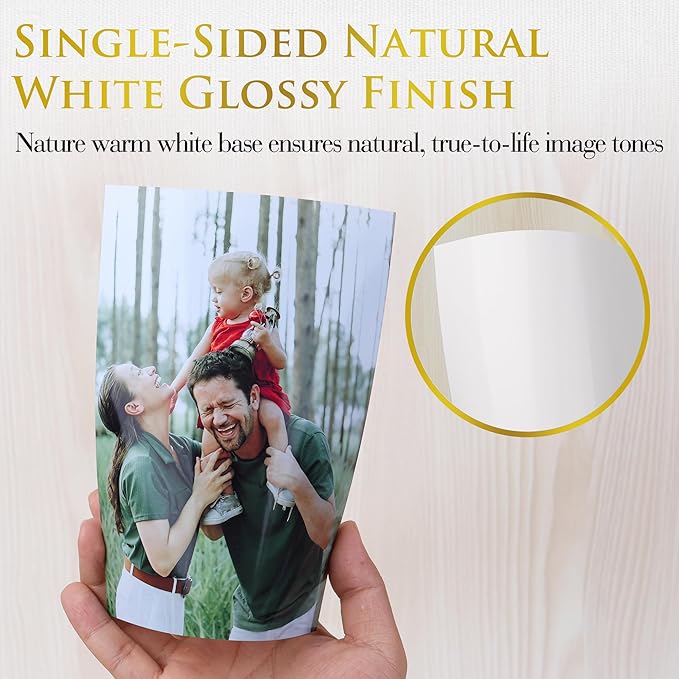 A-SUB Inkjet Glossy Photo Paper 5X7 Inches 48lb 180gsm Professional Glossy Photographic Paper for Inkjet Printers Dye Ink 100 Sheets-DeskLoop Office