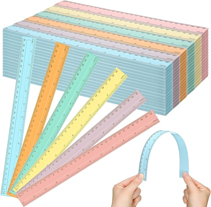 240 Pcs 12 Inch Plastic Rulers Bulk, Back to School Supplies, Assorted Colored Flexible Metric Rulers with Centimeters and Inches Measuring Tool for School Classroom Students(Pastel)-DeskLoop Office