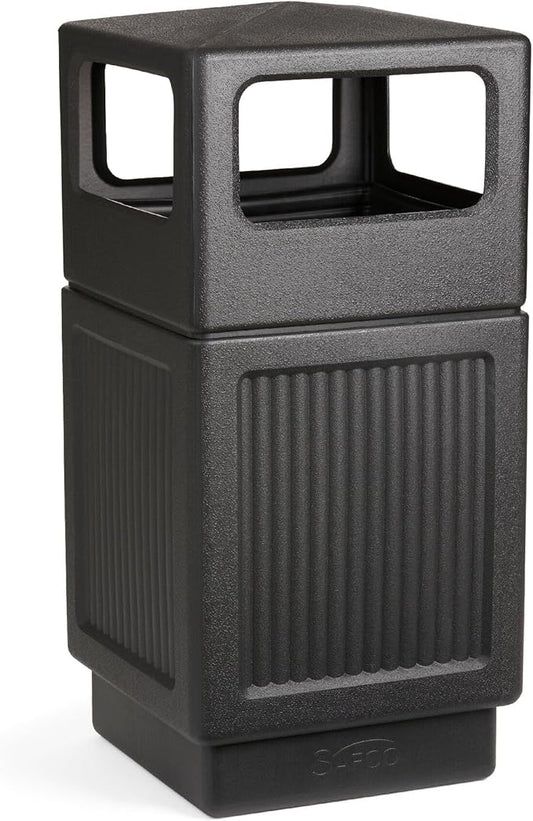 Safco Canmeleon Trash Can, 38 Gallons, Indoor and Outdoor Use, Durable & Weather-Resistant Commercial Garbage Can, Black-DeskLoop Office