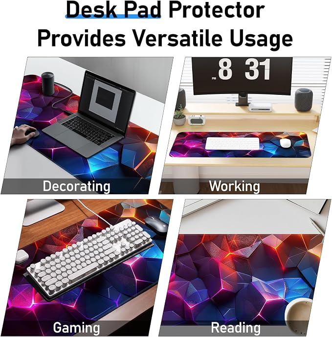 Gaming Mouse Pad, Geometric Design, Non-Slip Rubber Bottom, Stitched Edges - Image 7