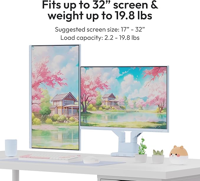 Pixio PS1D Wave Blue Dual Monitor Arm Stand Desk Mount - Fits up to 32 inches Monitors and up to 19.8lbs. VESA Compatibility and Integrated Cable Management-DeskLoop Office