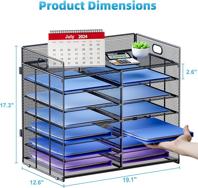 Marbrasse Desktop Literature Organizer, Mesh Paper Organizer, Desk Organizers, File Sorter Mail Center Paper Storage Cabinet Classroom Keepers Mailbox for Office Home School, Black-DeskLoop Office