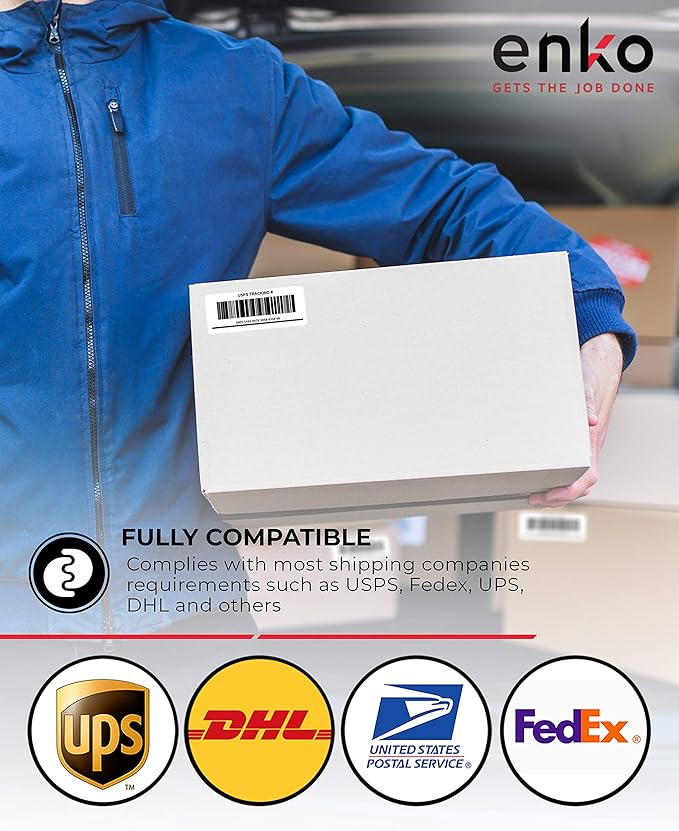 enKo 3-1/2 x 5 inches Label - White Blank - 4 Up Per Sheet Shipping Address Mailing Labels for Laser Inkjet Printer (300 Sheets, 1200 Labels)-DeskLoop Office