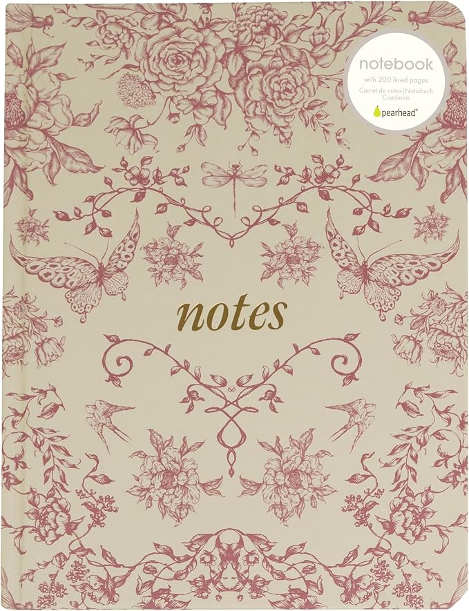 Pearhead Hardcover Journal Notebook 6x8 – Red Toile Botanical Dragonfly Print - Image 9