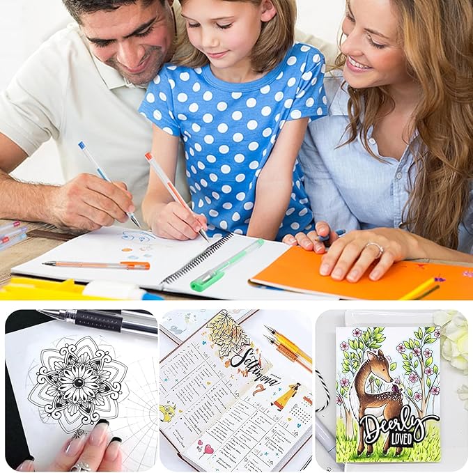 Orange Yellow Gel Pens for Coloring Book,72 Color Gel Pens Set including 24 Color Gel Pen with 48 Refills,40% More Ink Colored Gel Pens for Drawing, Doodling, Scrapbook, Journaling-DeskLoop Office