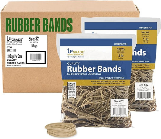 Upgrade Office Supply UPG22432CS Rubber Bands, Size 32 (3 x 1/8), 14,000 Count, 1 lb 20-Pack Case, USA-DeskLoop Office
