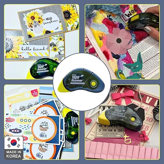 Tape Runner - Double Sided Adhesive with Dispenser Roller Included - Acid Free, Sticky, Clear & Transparent - Ideal for Scrapbooking, Crafts & More - Boomerang (417 inches per cartridge), 5 Cartridges-DeskLoop Office