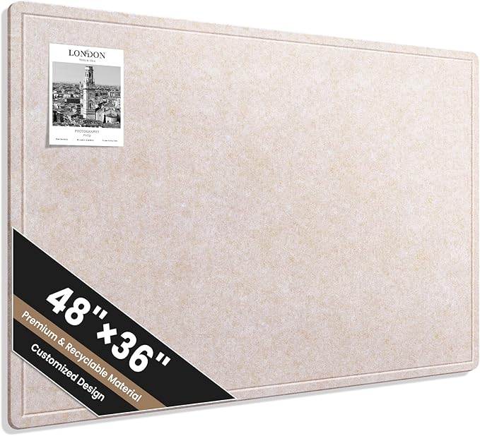 Large Bulletin Board, 48 X 36 Inches Felt Cork Board with 40 Pushpins, Foldable Felt Notice Pin Board Photo Display Board with Self-Adhesive Tape for Office Home School-DeskLoop Office