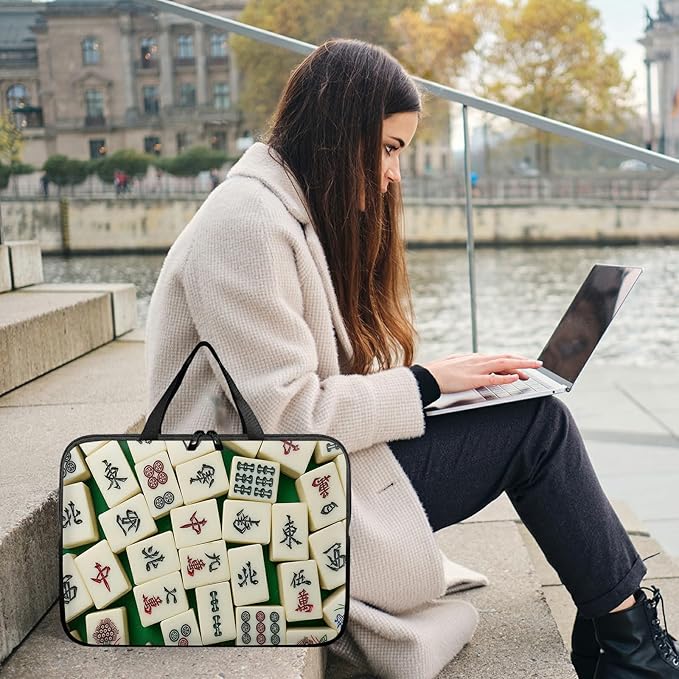 Laptop Sleeve Case Bag 15 inch, Mahjong Slim Carrying Case Durable Handbag Travel Laptop Bag for 15 inch MacBook Air M3/M2/15 Pro/Surface Laptop 7/6/5/4/3/ Dell XPS 15 Plus