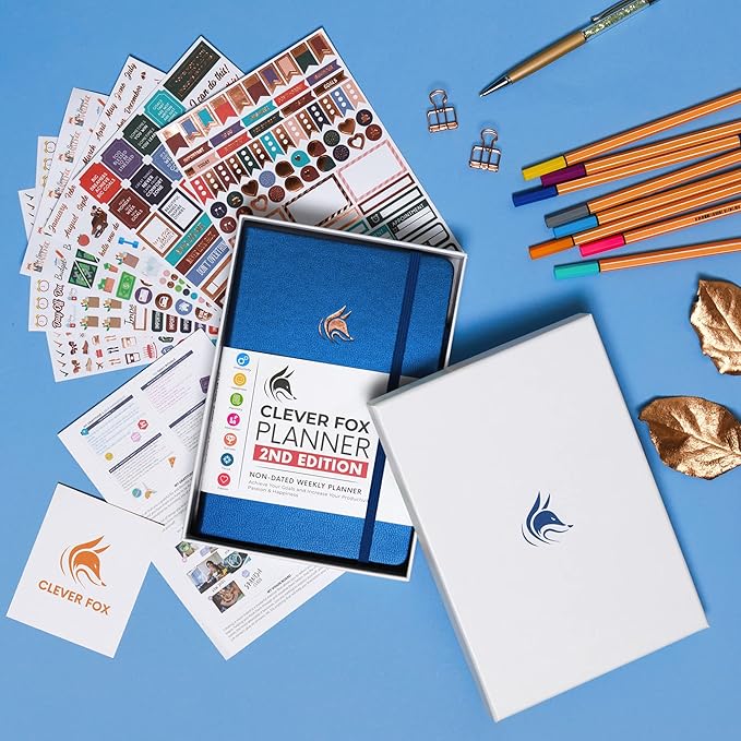 Clever Fox Planner 2nd Edition – Colorful Weekly & Monthly Goal Planner, Time Management & Productivity Organizer, Undated, A5 (Mystic Blue)-DeskLoop Office