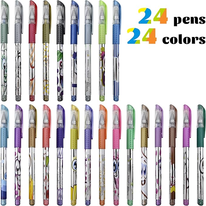 Scentos 24-Pack Scented Metallic Gel Pens for Kids – Non-Toxic Gel Ink for Drawing, Coloring & Journaling – Sweet Scents – Safe Art Supplies for Ages 3+-DeskLoop Office