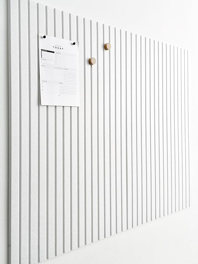 Large Cork Boards for Walls Black Felt Board Alternative - Slat Wall Paneling, Felt Bulletin Board Tiles for Office Decor, Push pin Board Office Wall Organizer -12-Pack (Milky White)-DeskLoop Office