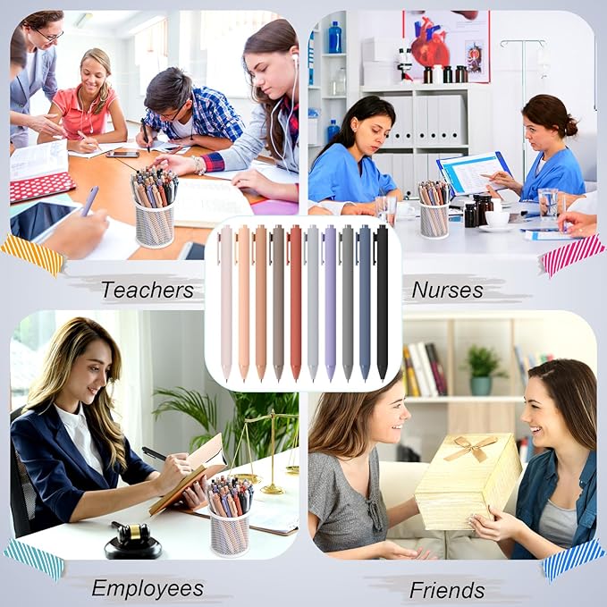 Crtiin 50 Pcs Gel Ink Pens Bulk Black Ink, Smooth Writing Cute Colorful Pens for Back to School First Day of School Teacher Student Server Office Supplies Staff Party Favor Gifts (Morandi Colors)-DeskLoop Office