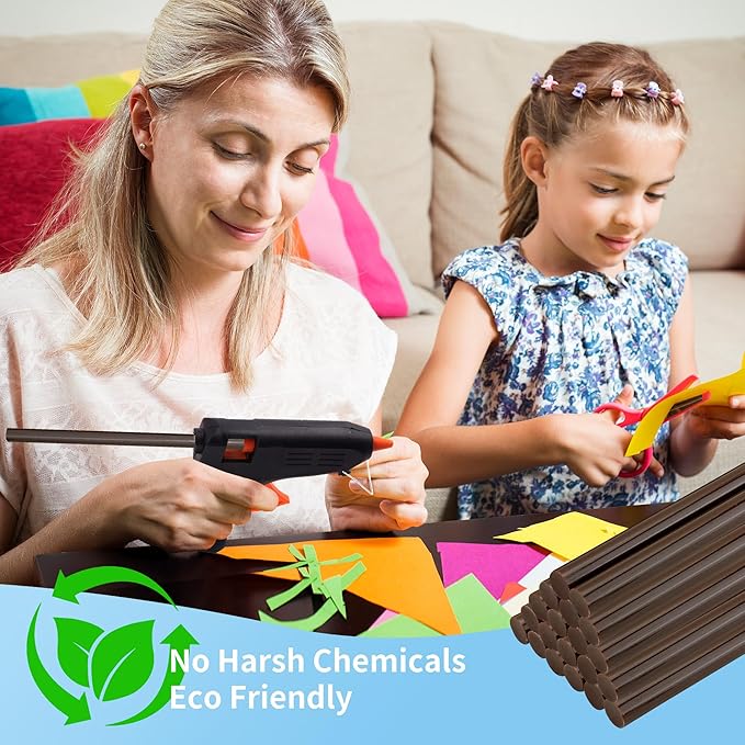 MATUFF Brown hot Glue Stick Full Size 0.43” Dia x 8” Long, 52 pcs Hot melt Adhesive Glue Sticks, Colored Glue Gun Sticks for Christmas Decoration DIY Crafts Arts School Home Gluing Project-DeskLoop Office