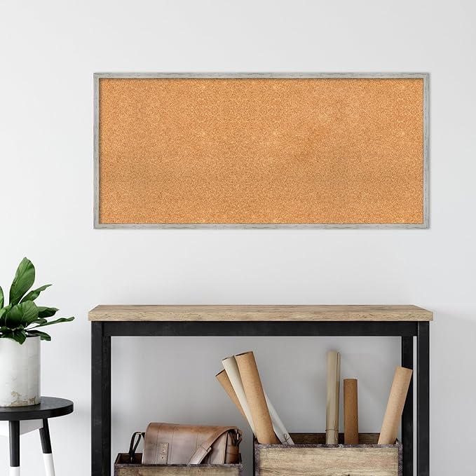 Amanti Art Natural Cork Board for Wall, 21x45 Vision Board with White Frame, Oversize Corkboard Office Decor for Home Organization, Cottage Corkboard Pinboard to Display Items for Home Organization-DeskLoop Office