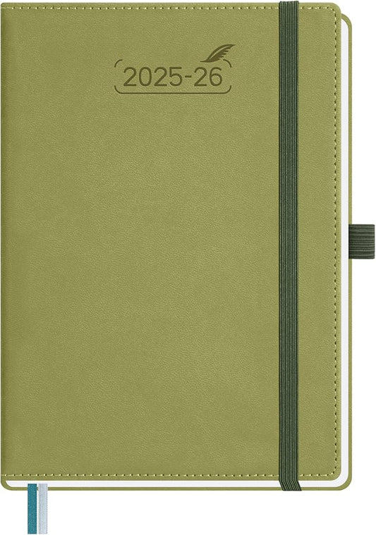 BEZEND Planner 2025-2026 Weekly and Monthly, 5.8" x 8.5" Academic Calendar (Jul 25-Dec 26) Vertical Daily Appointment with Hourly Timeslot & Monthly Tab, PU Leather Hardcover - Kiwi-DeskLoop Office