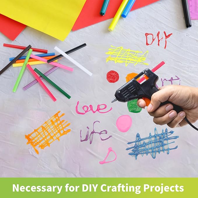 MATUFF Colored Hot Glue Sticks Mini 0.27" x 4" Most Popular 12 Colors EVA Hot Melt Adhesive Mini Glue Sticks Bulk for All Temperature Glue Guns for DIY Art Craft Stamp Repairs Gluing Projects 96 Pcs-DeskLoop Office