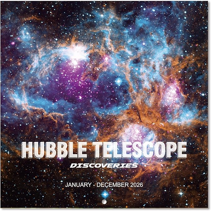 2026 Wall Calendar - Hubble Telescope Wall Calendar 2026, January 2026 - December 2026, 12" x 24" (Open), Hanging Hook, Blocks and Holidays - Stunning Hubble Discoveries-DeskLoop Office