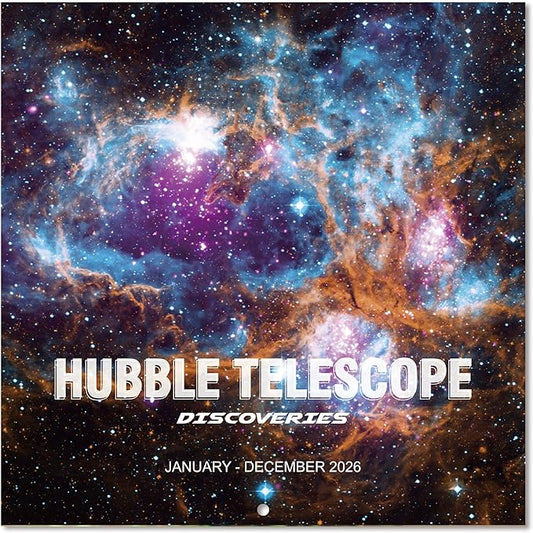 2026 Wall Calendar - Hubble Telescope Wall Calendar 2026, January 2026 - December 2026, 12" x 24" (Open), Hanging Hook, Blocks and Holidays - Stunning Hubble Discoveries-DeskLoop Office