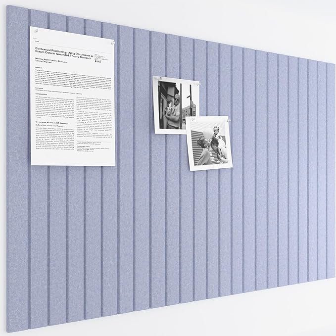Bumusty Large Cork Board Alternative-36 x24 Felt Bulletin Board Tiles, with 30 Pushpins, 40 Adhesive Tabs, 6-Pack Slat Wall Paneling, Cork Boards for Office Push Pin Board Felt Board-Soft Periwinkle-DeskLoop Office