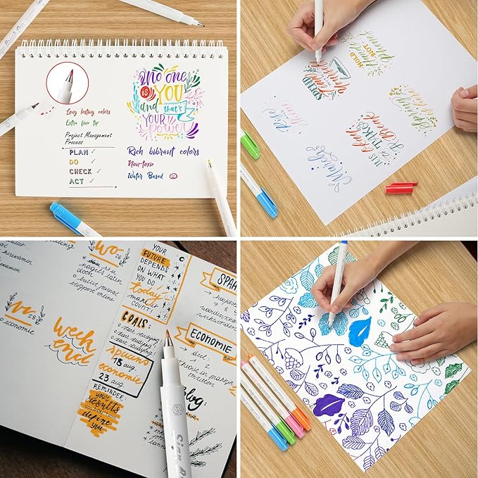 GC QUILL Fudenosuke Brush Pen - 16 Colors Calligraphy Brush Pens for Hand Lettering, Calligraphy, Drawing, Writing, Journaling GC-SB16-DeskLoop Office