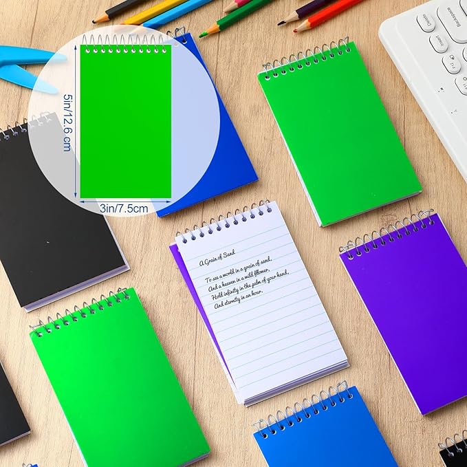 40 Pcs Small Pocket Notebooks 3 x 5 Inch Mini Memo Spiral Notepads Top Bound College Ruled Lined Note Pads for Back School Office Journaling Noting, 75 Sheets/Pad (Dark Color)-DeskLoop Office