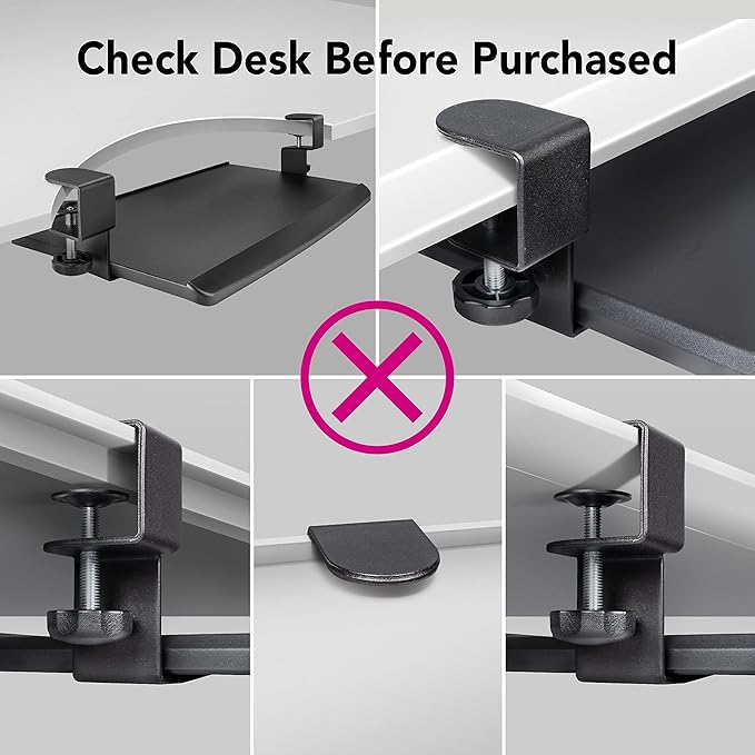 EHO Clamp-On Retractable Adjustable Keyboard Tray, Under Desk Ergonomic Keyboard Tray - Easy Tool-Free Install - Small Surface 20" (24.8" Including Clamps) x 11.5"-DeskLoop Office