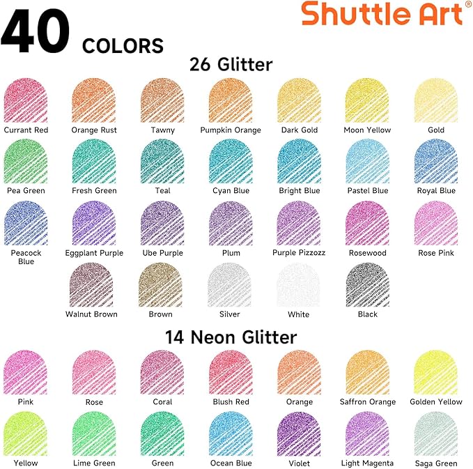 Shuttle Art 80 Pack Glitter Gel Pens, 40 Colors Glitter Gel Pens Set with 40 Refills for Adults Coloring Books Drawing Crafts Scrapbooking Journaling-DeskLoop Office