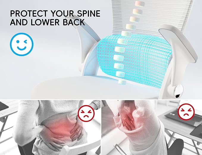 TRALT Office Chair - Ergonomic Office Chair with Back Support, Home Office Desk Chairs, Comfy Desk Chair, Computer Chair, 330lbs Wide Seat Big and Tall Office Chairs for Gamers(White)-DeskLoop Office