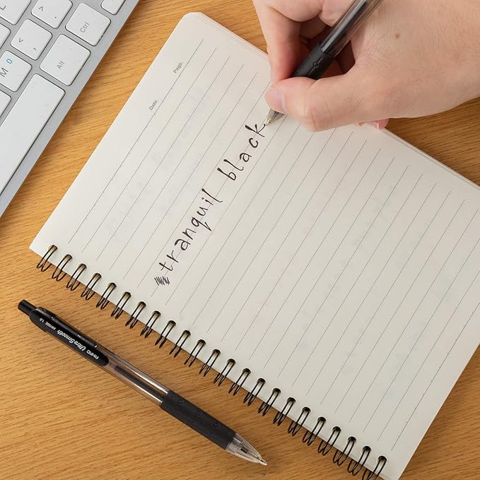 AIHAO Retractable Black Ballpoint Pen for Smooth Writing, Medium Point (1.0mm), Pack of 24, No Bleed Click Pens with Comfort Grip, Idea for Journaling, Planner, Note Taking-DeskLoop Office