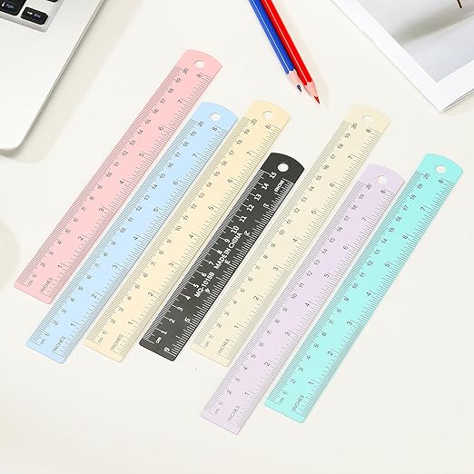 PATIKIL 30cm/12 Metal Ruler, 2 Pack Aluminum Alloy Rulers with Centimeters, Millimeters, Inches and Conversion Table Straight Edge Ruler for Writing Machinist Drafting, Purple-DeskLoop Office