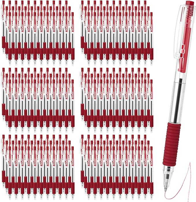 200 Pack Red Gel Ink Pens Bulk, 1.0mm Retractable Click Point Ballpoint Pens Smooth Writing with Comfortable Grip for Back to School Office Classroom Business Home Work Supplies-DeskLoop Office
