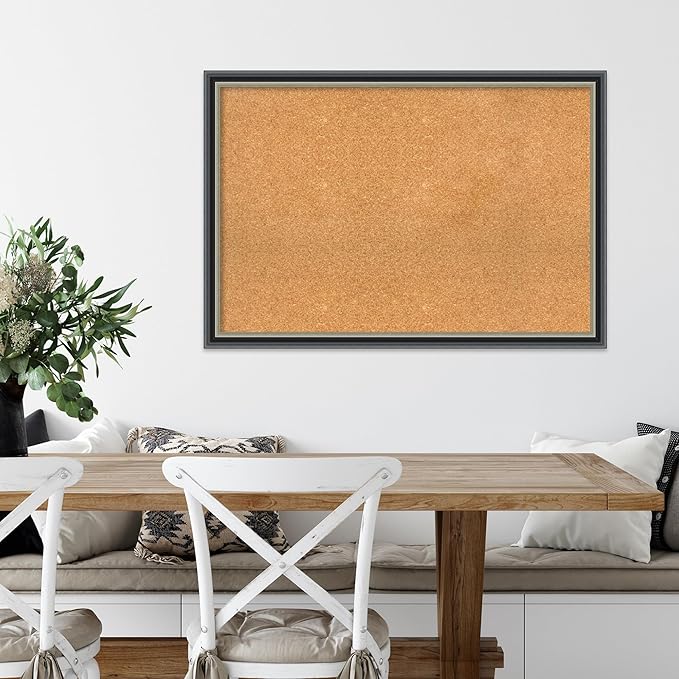 Amanti Art Natural Cork Board for Wall, 27x39 Vision Board with Black Wood Frame, Large Corkboard Office Decor for Home Organization, Modern Contemporary Corkboard Pinboard to display items for home-DeskLoop Office