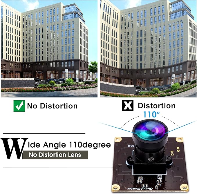 ELP High Speed Wide Angle Global Shutter USB Camera Module for Computer 1080P Mini UVC USB2.0 Webcam Board with 110degree No Distortion Lens AR0234 High Frame 90fps Web PC Camera Board for Laptop-DeskLoop Office