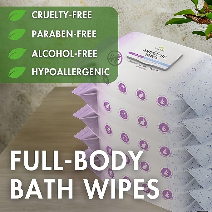 Nurture XL Antibacterial Body & Hand Wipes | Alcohol-Free Antiseptic Wet Sanitizer Towelettes for Germ Removal, Disinfecting Skin, Sanitizing Hands |Cleaning Cloths | Adults & Baby | Thick & Strong-DeskLoop Office