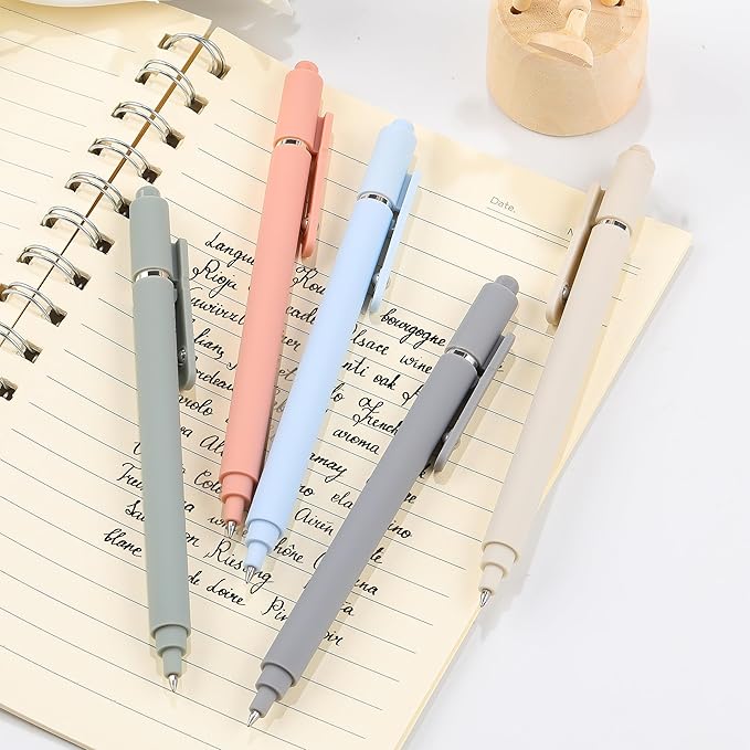 RIANCY Gel Pens, 0.5mm Black Ink Quick Dry Ball Point Pens, Fine Point Smooth Writing Retractable Pens, Cute Aesthetic Gifts Set for Men Women Journaling, Office School Stationery Supplies Pack of 5-DeskLoop Office