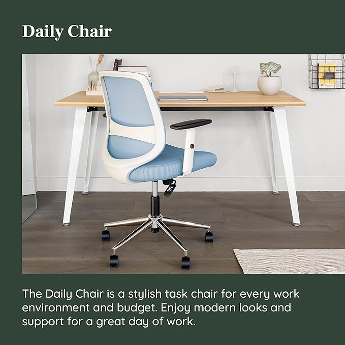 Branch Daily Chair - Computer Office Chair with Swivel, Lumbar Rest, and Adjustable Armrests - Sustainable, Stylish Mesh, & Adjustable Armrests - Comfortable Seating for Improved Posture - Blue-DeskLoop Office