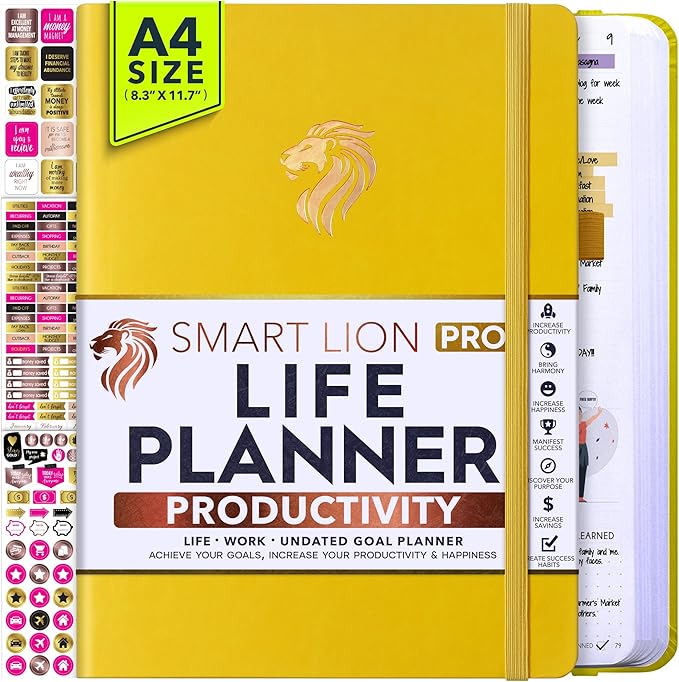 Life Planner - Undated Daily, Weekly & Monthly Planner with Budget Section | A 12 Month Journey to Increase Productivity & Happiness | Life Organizer & Gratitude Journal - Horizontal Format-DeskLoop Office
