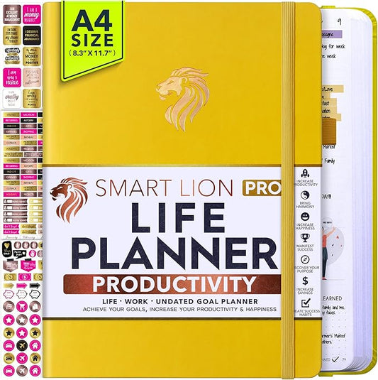 Life Planner - Undated Daily, Weekly & Monthly Planner with Budget Section | A 12 Month Journey to Increase Productivity & Happiness | Life Organizer & Gratitude Journal - Horizontal Format-DeskLoop Office